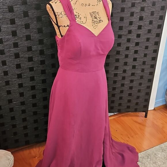 Azazie Women's Purple Maxi Gown Size A10 - Picture 4 of 14